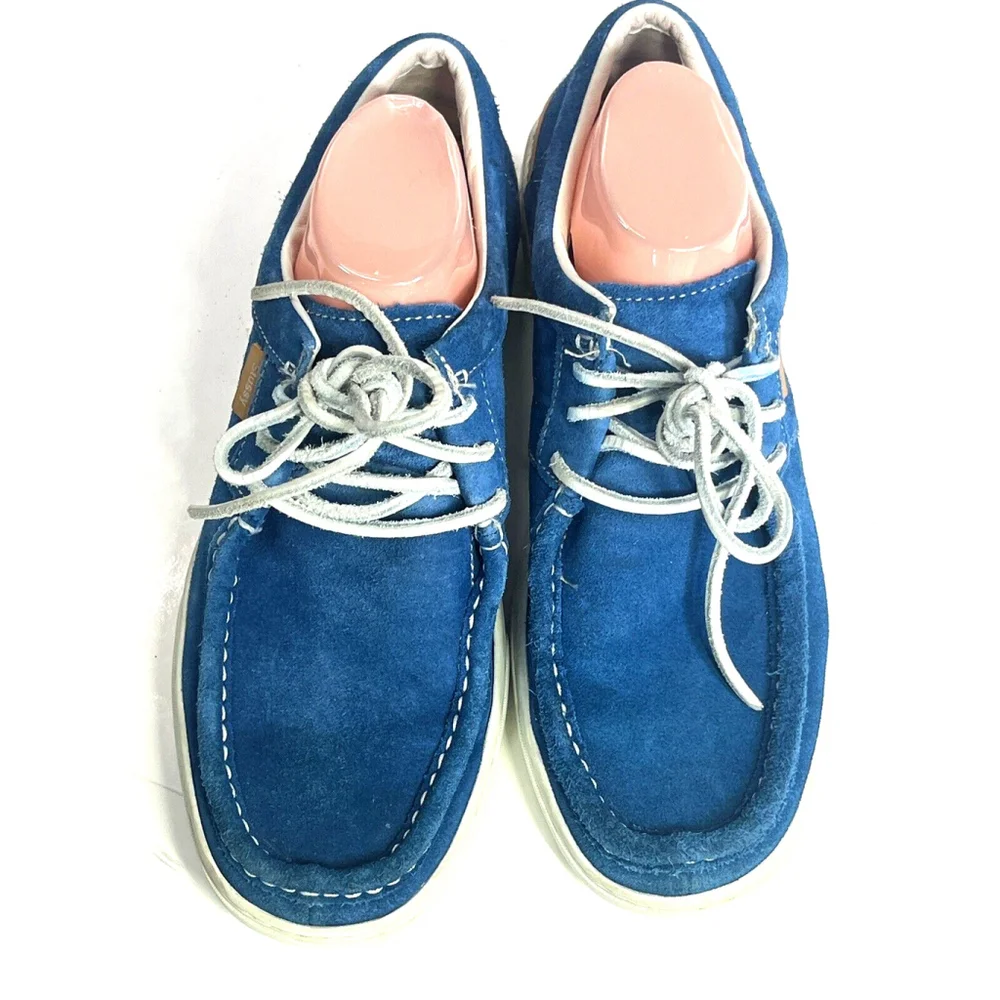 Stussy‎ x Timberland Blue Suede Boat Shoe Mens Size 10.5 US Lace Moc Rare